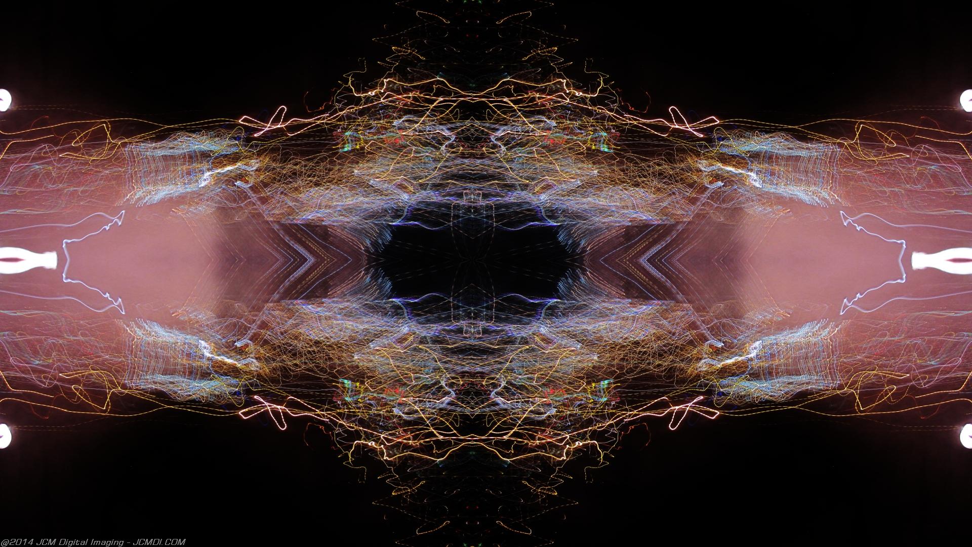 Abstract quadroscopic artwork made from long exposure night images